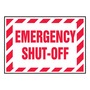 AccuformNMC™ 3 1/2" X 5" Red/White Vinyl Electrical Safety Label "EMERGENCY SHUT-OFF"