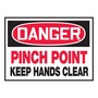 AccuformNMC™ 3 1/2" X 5" Black/Red/White Vinyl Equipment Safety Label "DANGER PINCH POINT KEEP HANDS CLEAR"