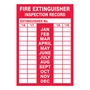 AccuformNMC™ 5" X 3 1/2" Red/White Vinyl Fire Safety Label "FIRE EXTINGUISHER INSPECTION RECORD"