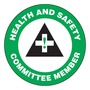 AccuformNMC™ 2 1/4" Green/Black/White Vinyl Hard Hat/Helmet Decal "HEALTH AND SAFETY COMMITTEE MEMBER (With Graphic)"