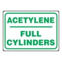 AccuformNMC™ 10" X 14" Green/White Aluminum Safety Sign "ACETYLENE FULL CYLINDERS"