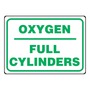 AccuformNMC™ 7" X 10" Green/White Aluminum Safety Sign "OXYGEN FULL CYLINDERS"