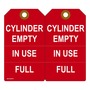 AccuformNMC™ 5 3/4" X 3 1/4" Red/White RP-Plastic Cylinder Status Tag "CYLINDER EMPTY/ IN USE/FULL"