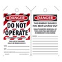 AccuformNMC™ 5 3/4" X 3 1/4" Black/Red/White PF-Cardstock Lockout/Tagout Tag "DANGER DO NOT OPERATE EQUIPMENT LOCKED OUT THIS LOCK/TAG MAY ONLY BE REMOVED BY: NAME: ___ . . ."