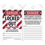 AccuformNMC™ 5 3/4" X 3 1/4" White/Black/Red PF-Cardstock Lockout/Tagout Tag "DANGER LOCKED OUT DO NOT REMOVE THIS LOCK/TAG MAY ONLY BE REMOVED BY: NAME: ___/DANGER THIS ENERGY SOURCE HAS BEEN LOCKED OUT!..."