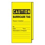 AccuformNMC™ 12" X 3 1/8" Black/Yellow Wrap 'n Stick™ Vinyl Barricade Tag "CAUTION BARRICADE TAG / REASON INSTALLED ______ / DESCRIPTION OF HAZARD _______"