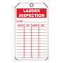 AccuformNMC™ 5 3/4" X 3 1/4" Red/White RP-Plastic Ladder Status Tag "LADDER INSPECTION I.D. NO.___DATE___BY___DATE___BY___"