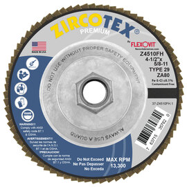 FlexOVit® ZIRCOTEX® 4 1/2" X 5/8" - 11 80 Grit Type 29 Flap Disc