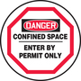 Accuform Signs® 17" X 17" Black/Red/White Adhesive Vinyl Floor Sign "DANGER CONFINED SPACE ENTER BY PERMIT ONLY"