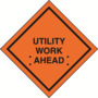 Accuform Signs® 36" X 36" Orange/Black Fluorescent Vinyl Construction Sign "UTILITY WORK AHEAD"