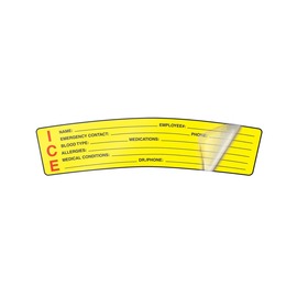 Accuform Signs® 1 1/2" X 6" Black/Red/Yellow Self-Laminating Adhesive Vinyl Label "ICE NAME EMPLOYEE# EMERGENCY CONTACT PHONE BLOOD TYPE MEDICATIONS ALLERGIES MEDICAL CONDITIONS DR.PHONE"