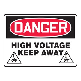 Accuform Signs® 7" X 10" Black/Red/White Aluminum Safety Sign "DANGER HIGH VOLTAGE KEEP AWAY"