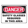 Accuform Signs® 10" X 14" Black/Red/White Aluminum Safety Sign "DANGER SAFETY GLASSES REQUIRED IN THIS AREA"