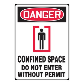 Accuform Signs® 14" X 10" Black/Red/White Dura-Plastic Safety Sign "DANGER CONFINED SPACE DO NOT ENTER WITHOUT PERMIT"