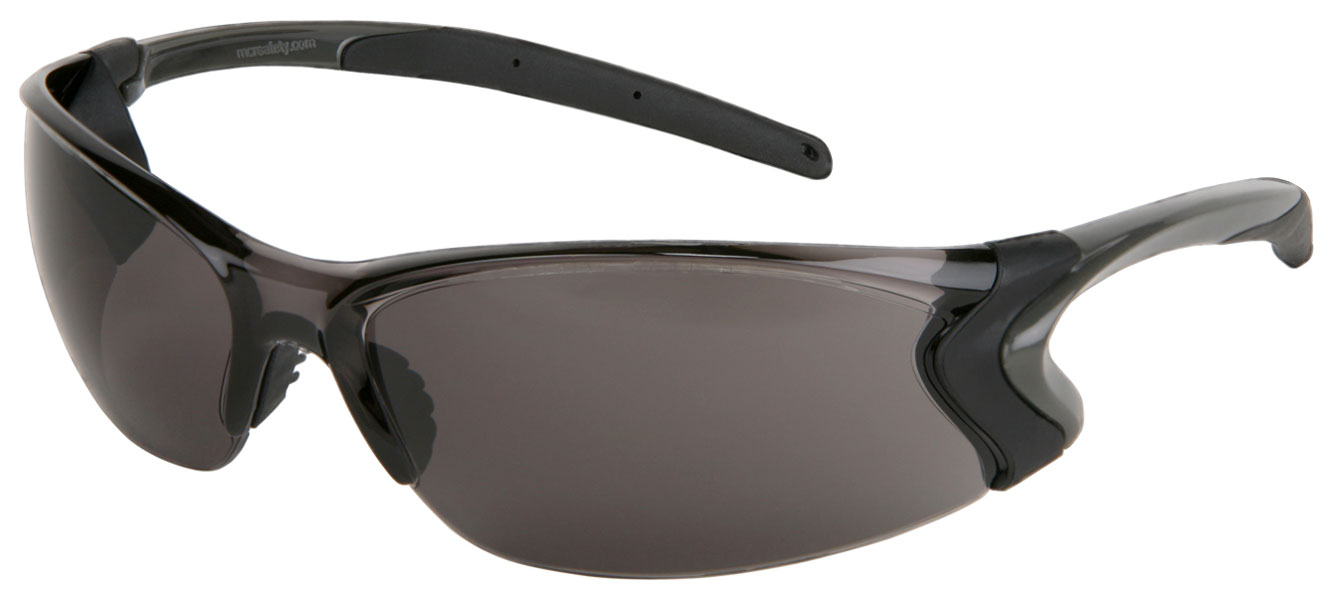 MCR Safety® Backdraft® Black Safety Glasses With Gray MAX6™ Anti-Fog Lens