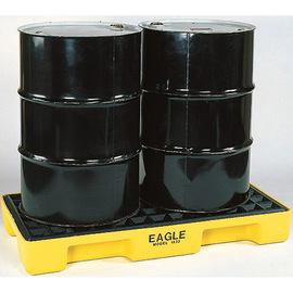 Eagle 26 1/4" X 51 1/2" X 6 1/2" Yellow HDPE 2 Drum Spill Pallet Eagle 26 1/4" X 51 1/2" X 6 1/2" Yellow HDPE 2 Drum Spill Pallet