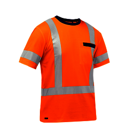 Protective Industrial Products 3X Hi-Vis Orange Bisley® Fresche® Lightweight Cotton/Polyester Short Sleeve T-Shirt With Cotton Backing And Chest Pocket