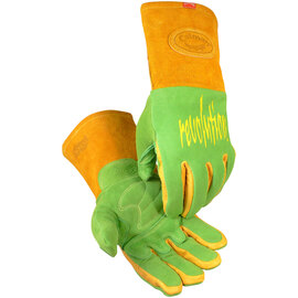 Protective Industrial Products Medium 13" Green Caiman® Foam And Fleece Lined Deerskin MIG/Stick Welders Gloves