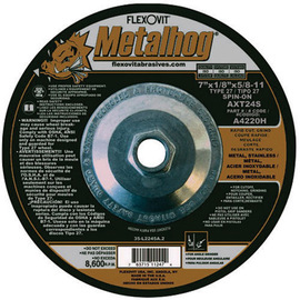 FlexOVit® 7" X 1/8" X 5/8" - 11 Metalhog® 24 Grit Premium Blend Grain Type 27 Spin-On Depressed Center Grinding Wheel