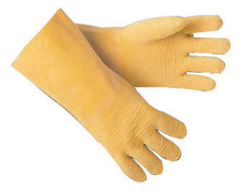 MCR Safety Large Yellow Flex-Tuff Latex Chemical Resistant Gloves