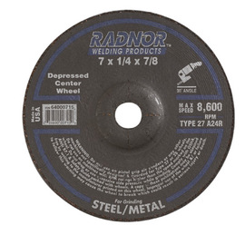 RADNOR™ 7" X .25" X 7/8" Aluminum Oxide Type 27 Depressed Center Grinding Wheel