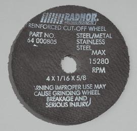 RADNOR™ 4" X .0625" X 5/8" Aluminum Oxide Type 1 Cut Off Wheel