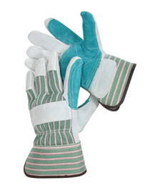 RADNOR™ Large Green Shoulder Split Leather Palm Gloves With Canvas Back And Safety Cuff