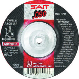 United Abrasives 5" X .090" X 5/8" - 11 SAIT Aluminum Oxide Type 27 / Type 42 Cut Off Wheel