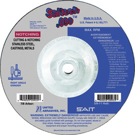 United Abrasives 4 1/2" X .090" X 5/8" - 11 Saitech Ultimate Performance™ Ceramic Aluminum Oxide Type 27 / Type 42 Cut Off Wheel