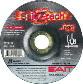 United Abrasives 4 1/2" X .090" X 7/8" Z-Tech™ Zirconium Type 27 / Type 42 Cut Off Wheel