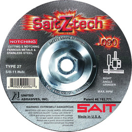 United Abrasives 6" X .090" X 5/8" - 11 Z-Tech™ Zirconium Type 27 / Type 42 Cut Off Wheel