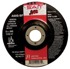 United Abrasives 5" X .045" X 7/8" SAIT Aluminum Oxide Type 27 / Type 42 Cut Off Wheel