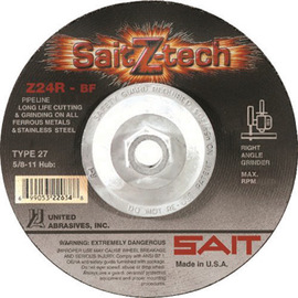 United Abrasives 4 1/2" X 1/8" X 5/8" - 11 Sait Z-Tech™ Pipeline Zirconium Type 27 Grinding Wheel