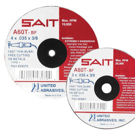 United Abrasives 3" X 1/16" X 3/8" SAIT Aluminum Oxide Type 1 / Type 41 Cut Off Wheel