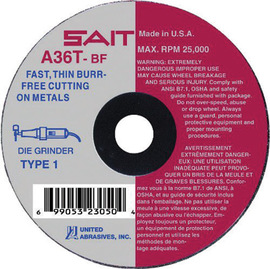 United Abrasives 3" X 1/16" X 1/4" SAIT Aluminum Oxide Type 1 / Type 41 Cut Off Wheel