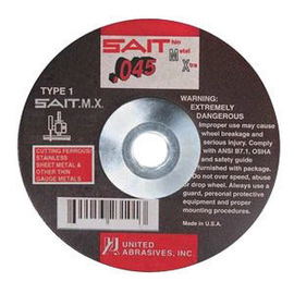 United Abrasives 5" X .045" X 7/8" SAIT.M.X.™ Proprietary Blend Type 1 / Type 41 Cut Off Wheel