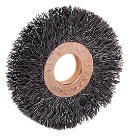 Weiler® 2" X 1/2" - 3/8" Copper Center™ Stainless Steel Crimped Wire Small Diameter Wheel Brush