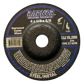 RADNOR™ 4" X .125" X 5/8" Aluminum Oxide Type 27 Depressed Center Cut Off Wheel/Grinding Wheel