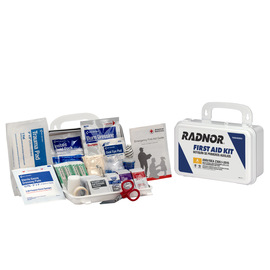 RADNOR™ White Plastic Portable/Wall Mount 10 Person First Aid Kit RADNOR™ White Plastic Portable/Wall Mount 10 Person First Aid Kit