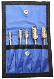 RADNOR™ 5 Piece Assortment Double Cut Carbide Burr Kit In Power Pouch